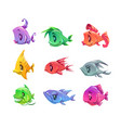 Fanny cartoon colorful fishes set Fanny cartoon colorful fishes set vector image