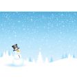 Snowman on a snowy night vector image