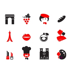 Retro paris and french icons vector image