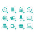 Stylized business and office tools icons vector image
