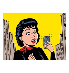 Retro Woman With Phone vector image
