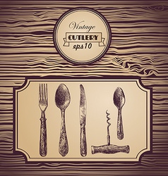 Hand painted tableware vintage background vector image