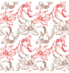 Floral seamless pattern with narcissus vector image