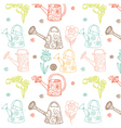 Watering cans seamless pattern vector image