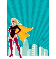 Super heroine city vector image