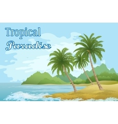 Tropical Sea Landscape with Palm Trees vector image