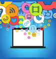Color media icons falling down Color media icons falling down vector image
