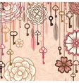 Vintage background with flowerskeys and feathers vector image