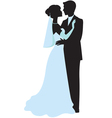 Bride and groom silhouettes vector image