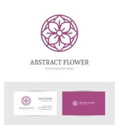 Linear purple flower logo vector image