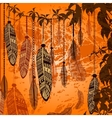 Bright vintage background with feathers vector image