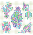 Hand draw doodle flower element set vector image