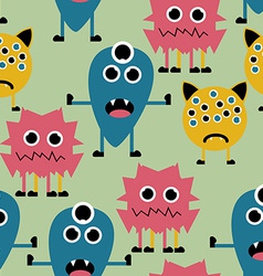 Seamless Pattern with Cute Funny Monsters Seamless Pattern with Cute Funny Monsters vector image