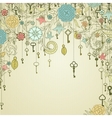 Vintage background with doodle flowers and keys vector image
