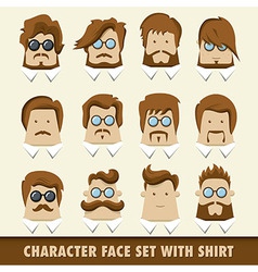 Men character icon set with shirt vector image