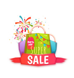 Big sale banner with color packet and confetti Big sale banner with color packet and confetti vector image
