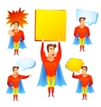 Superhero cartoon character with speech bubbles vector image