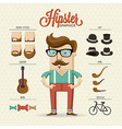 Hipster character with hipster elements and vector image
