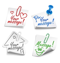 Paper notes with push pin and paperclip vector image