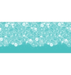 Blue seashells line art horizontal seamless vector image