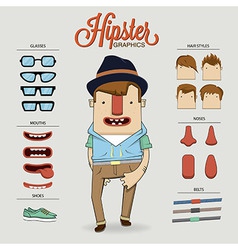 Hipster character with character elements and vector image