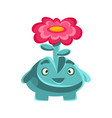 Cute friendly plant with a flower on his head vector image