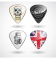 Guitar picks or plectrums with custom designs vector image