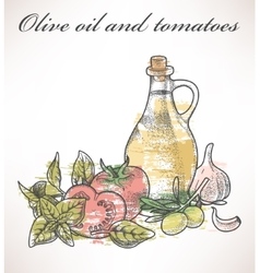 Olive oil and tomatoes vector image