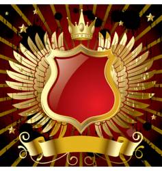 Red banner with gold wings vector image