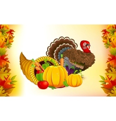 Thanksgiving Cornucopia with Turkey vector image