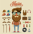 Hipster character design with hipster elements vector image
