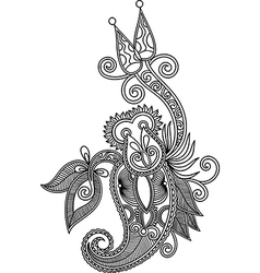 Hand draw line art ornate flower design vector image