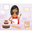 Pregnant woman cooking vector image