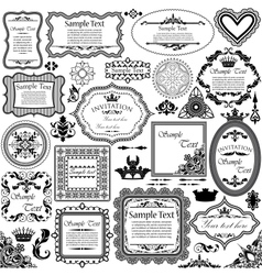 Set of calligraphic design elements and floral vector image