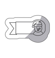 Figure sticker ribbon snowman icon vector image