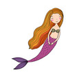 Beautiful cute cartoon mermaid with long hair vector image