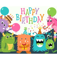 Happy Birthday Monsters vector image