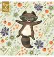 Funny little raccoon resting on the meadow vector image