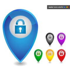Map pointer with lock icon colorful vector image