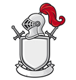 Medieval knight helmet shield crossed swords and vector image
