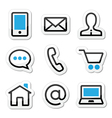 Contact web stroke icons set vector image