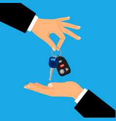 Car keys with men hands Car keys with men hands vector image