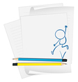 A paper with a sketch of a young boy jumping A paper with a sketch of a young boy jumping vector image