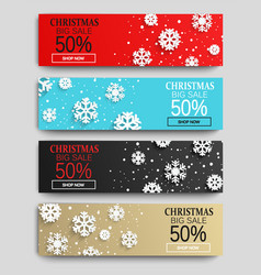 Christmas sale banners set with snowflakes vector image