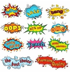 Comic sound effects in pop art style Sound vector image