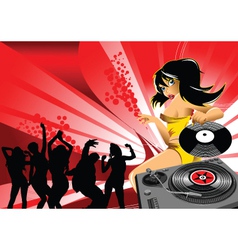 Dj party girl vector image