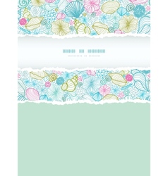 Seashells line art vertical torn frame seamless vector image