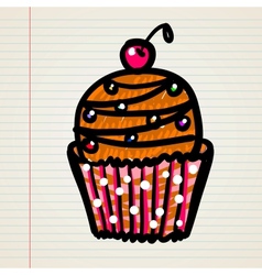 Doodle cupcake vector image
