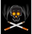 Cross of cigarettes with skull vector image
