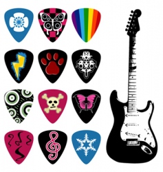 Guitar and pick set vector image
